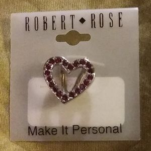Robert Rose Silver Heart with red gems pendant
